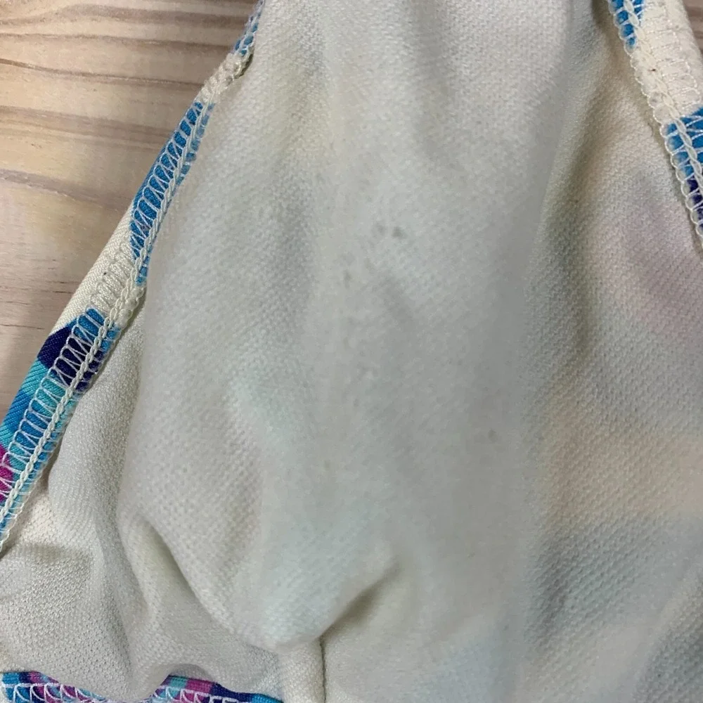 Vtg L*Space Swim Bikini Top Large Retro Swirls USA Made Hippie‎ Y2K